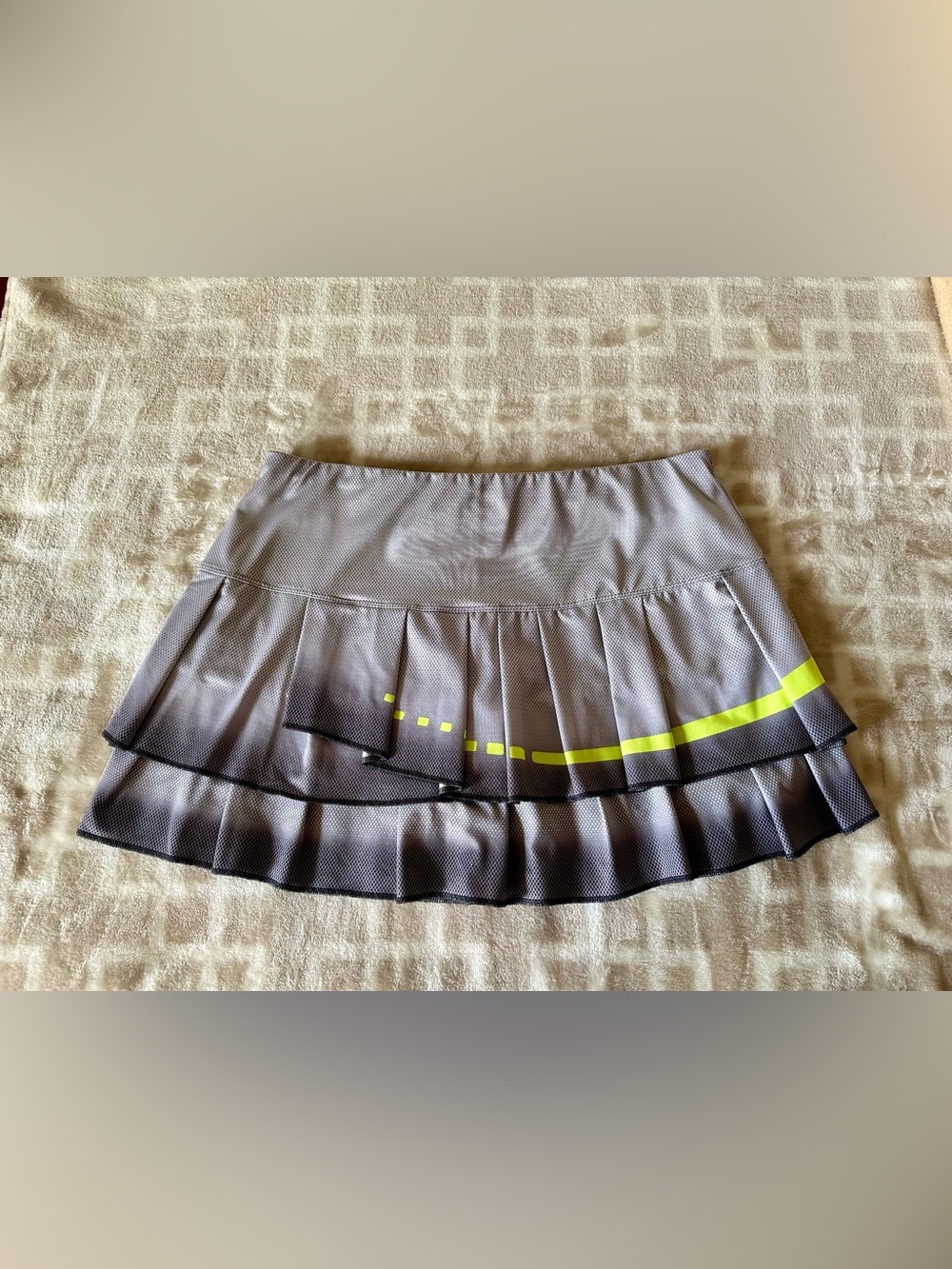Lucky in Love Gray Pleated Skort with Neon Lime Stripe